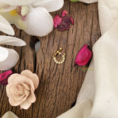 Vriksham Unique Floral Golden Naths/Nose pin-Bird-White Red-G17474