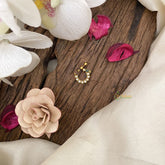 Vriksham Unique Floral Golden Naths/Nose pin-Bird-White Green-G17475