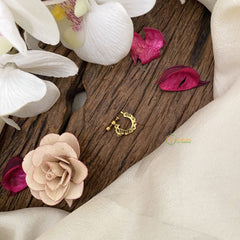 Vriksham Unique Floral Golden Naths/Nose pin-Bird-White Green-G17475