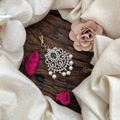 Vriksham Floral Twilight Spark AD Stone Maang Tikka-Green-Pearl-G19496