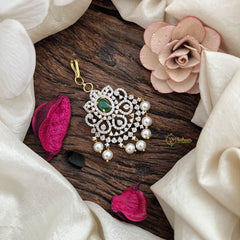 Vriksham Floral Twilight Spark AD Stone Maang Tikka-Green-Pearl-G19496