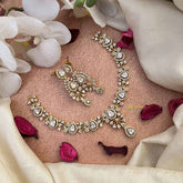 Vriksham Pear Drop Style AD Stone Short Neckpiece-White-G21072