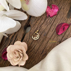 Vriksham Antique Floral Golden Naths/Nose pin-White-G17472