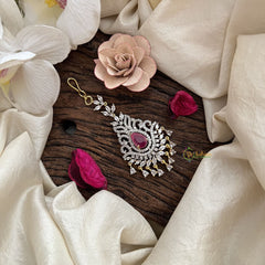 Vriksham Teardrop Shine AD Stone Maang Tikka-Red-G19476