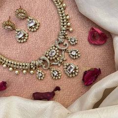 Vriksham Unique Elephant Style AD Stone Hasli Choker-White-Pearls-G21069