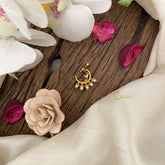 Vriksham Exquisite Golden Naths/Nose pin-Pearl-Red-G17462