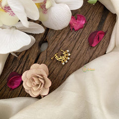 Vriksham Exquisite Golden Naths/Nose pin-Pearl-Red-G17462