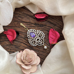 Vriksham Crystal Shine AD Stone Maang Tikka-Purple-Pearl-G19486