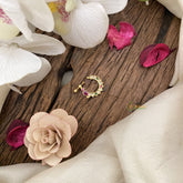 Vriksham Bird Shape Golden Naths/Nose pin-Red White & Green-G17468