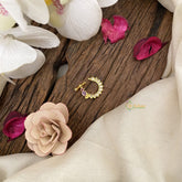 Vriksham Bird Shape Golden Naths/Nose pin-Red White-G17466