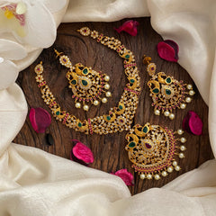 Vriksham Gold Look Alike Dual Peacock Matt Finish Short Neckpiece-G13268