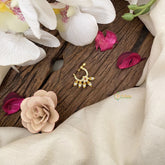 Vriksham Elegant Floral Golden Naths/Nose pin-Red White-G17489