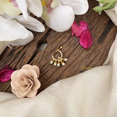 Vriksham Elegant Floral Golden Naths/Nose pin-Red White & Green-G17490