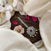 Vriksham Royal Amethyst AD Stone Maang Tikka-Purple-Pearl-G19472