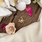 Vriksham Elegant Floral Golden Naths/Nose pin-White-G17488