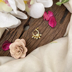 Vriksham Elegant Floral Golden Naths/Nose pin-White-G17488