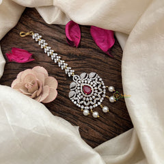 Vriksham Royal Amethyst AD Stone Maang Tikka-Purple-Pearl-G19472