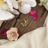 Vriksham Elegant Golden Look Alike Naths/Nose pin-Pearl-Red White & Green-G17510