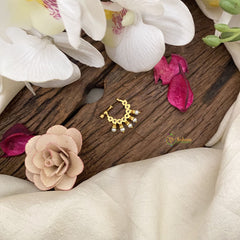 Vriksham Elegant Golden Look Alike Naths/Nose pin-Pearl-Red White & Green-G17510