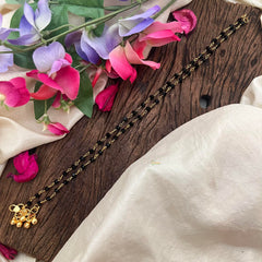 Unique Gold Look Alike Anklets-Black bead-G14013