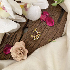 Vriksham Elegant Golden Look Alike Naths/Nose pin-Pearl-Red White-G17509