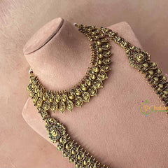 Vriksham Bridal Lakshmi Coin Style Peacock Bridal Set-Red Green-G21041