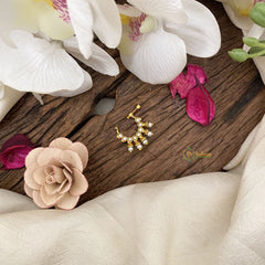 Vriksham Elegant Golden Look Alike Naths/Nose pin-Pearl-White-G17507
