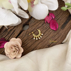 Vriksham Elegant Golden Look Alike Naths/Nose pin-Pearl-White-G17507
