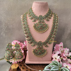 Vriksham Precious Kemp Style Stone Green Maanga Bridal Set-G18656