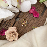 Vriksham Antique Golden Look Alike Naths/Nose pin-Pearl-Red-G17511