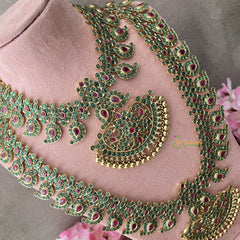 Vriksham Precious Kemp Style Stone Green Maanga Bridal Set-G18656