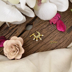 Vriksham Antique Golden Look Alike Naths/Nose pin-Pearl-Red-G17511