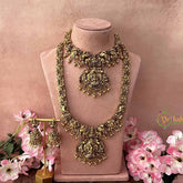 Vriksham Royal Lakshmi Antique Gold Finish Bridal Set-Gold Bead & Pearls-G21046