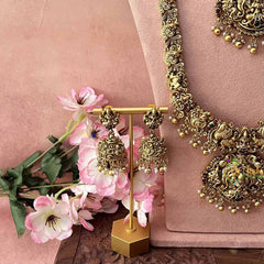 Vriksham Royal Lakshmi Antique Gold Finish Bridal Set-Gold Bead & Pearls-G21046