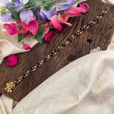 Unique Gold Look Alike Anklets-Black Bead-Gold Bead-G14011