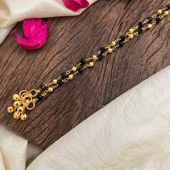 Unique Gold Look Alike Anklets-Black Bead-Gold Bead-G14011