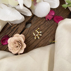 Vriksham Antique Golden Look Alike Naths/Nose pin-Pearl-Red White-G17512