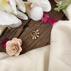 Vriksham Exquisite Golden Naths/Nose pin-Red White & Green-G17491