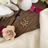 Vriksham Golden Naths/Nose pin-Pearl-Red White & Green-G17504