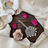 Vriksham Antique Royal Radiance AD Stone Maang Tikka-Pastel Green-Pearl-G19490