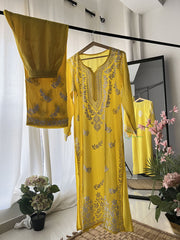 Vriksham Yellow Chikankari Kurti & Pajama Set-VS4330