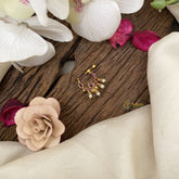 Vriksham Golden Naths/Nose pin-Pearl-Red-G17505