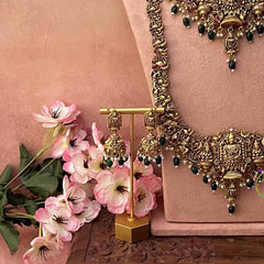 Vriksham God Blessing Bridal South Indian Temple Bridal Set-Green Bead-G21043