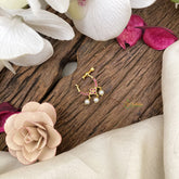 Vriksham Exquisite Floral Golden Naths/Nose pin-Pearl-Red-G17498