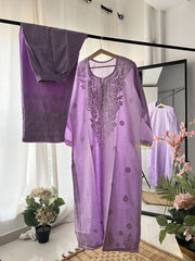 Vriksham Lavender Chikankari Kurti & Pajama Set-VS4324