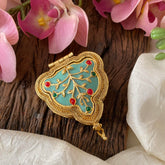 Trendy AD Stone Kumkum Box -Sage Green -G12511