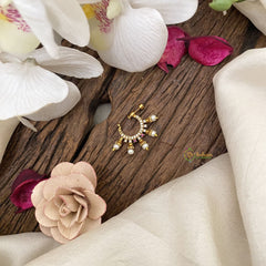 Vriksham Antique Golden Naths/Nose pin-Pearl-Red White-G17501
