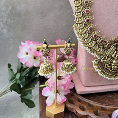 Vriksham Lakshmi coin and Pendant Temple Bridal Set-G18661