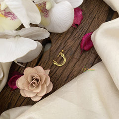 Vriksham Unique Golden Naths/Nose pin-Red White-G17502