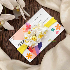 Vriksham Crimson Yellow & White Lily Multi-Petal Elastic Hair Band Flower Accessories-KH1357